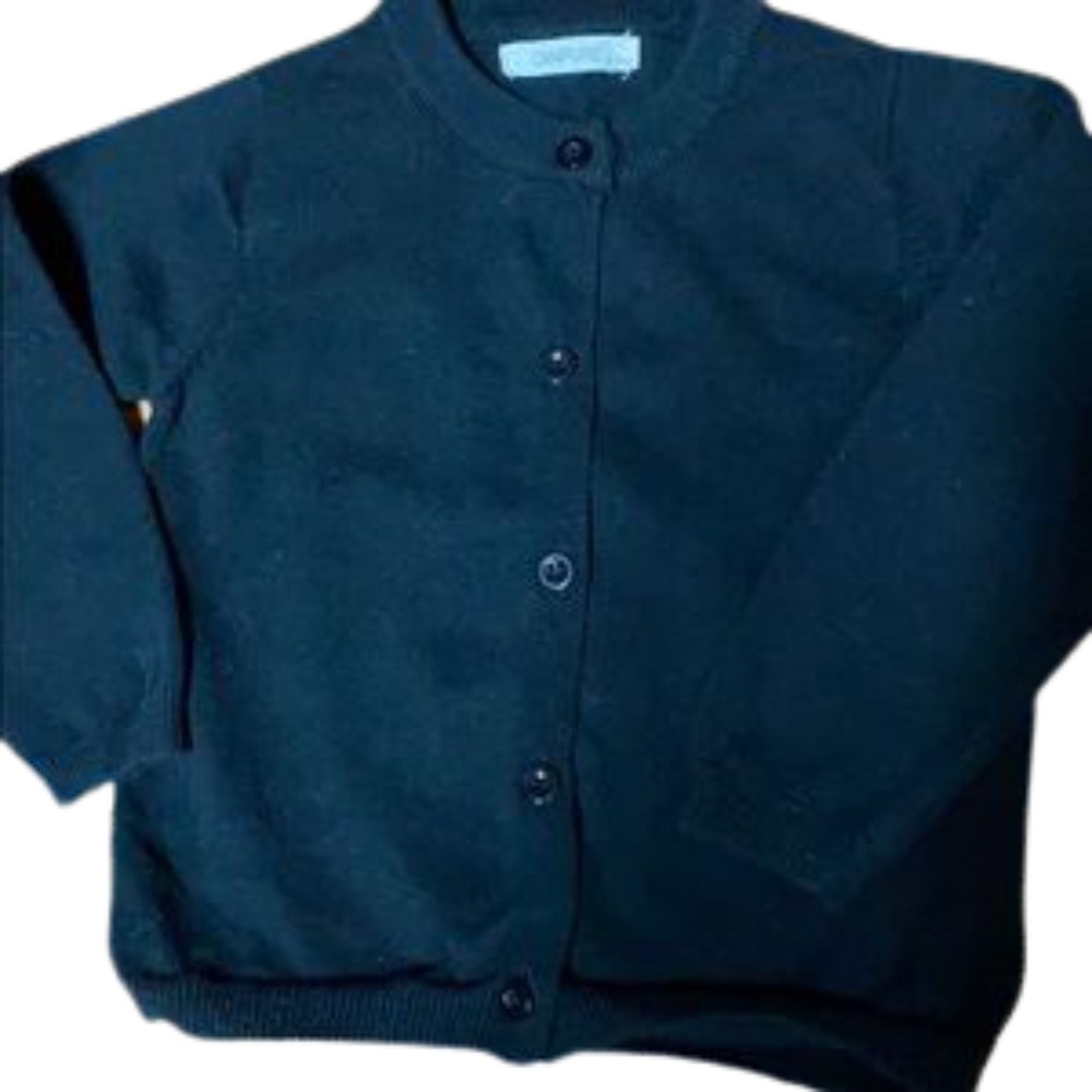 Girls Crew Neck Long Sleeve Button-Down Solid Cotton Fine Knit Cardigan 18-24 M